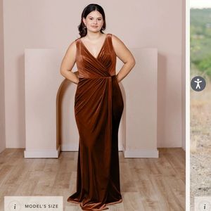 Revelry Rust color Velvet Bridesmaid Dress